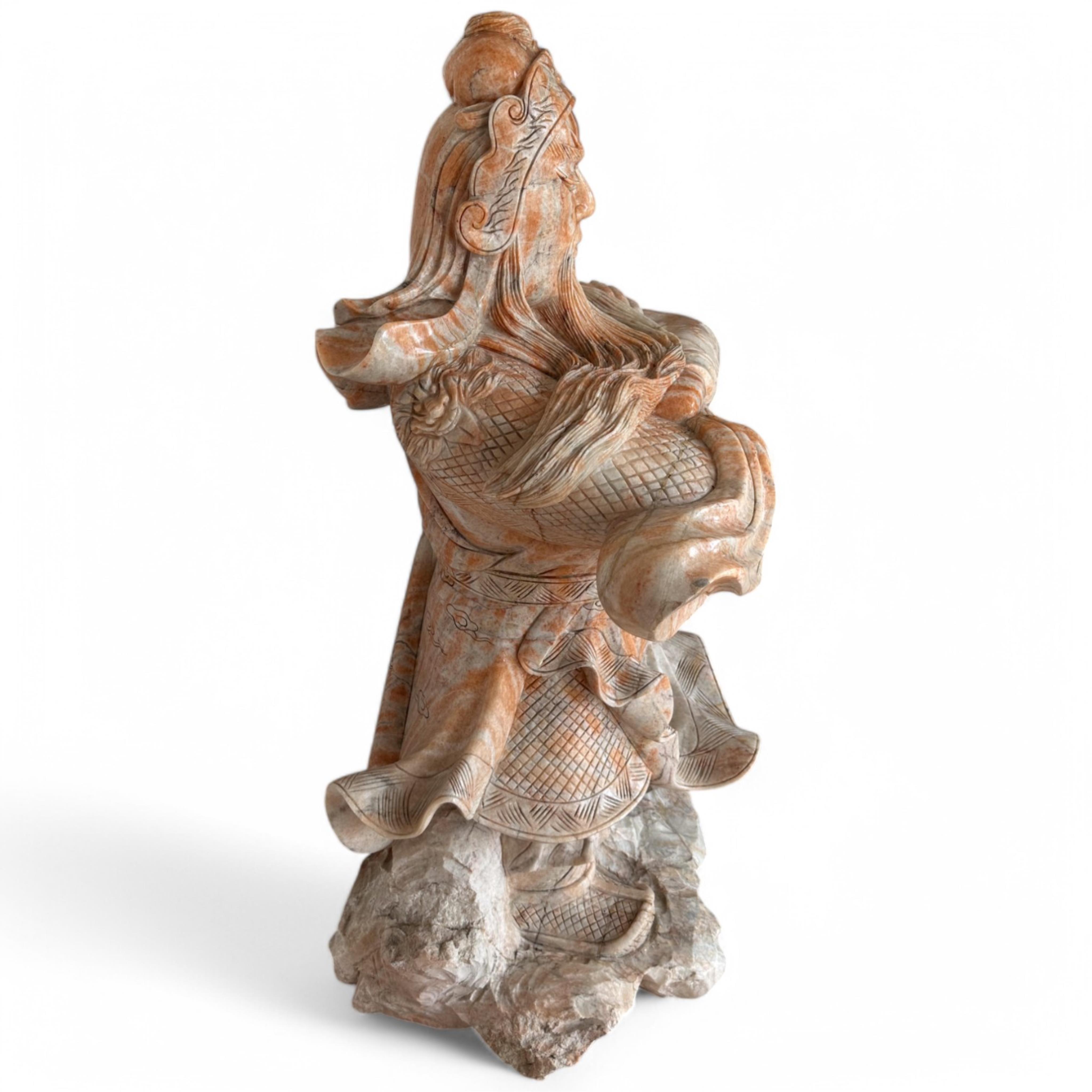A massive Chinese soapstone figure of Guan Yu